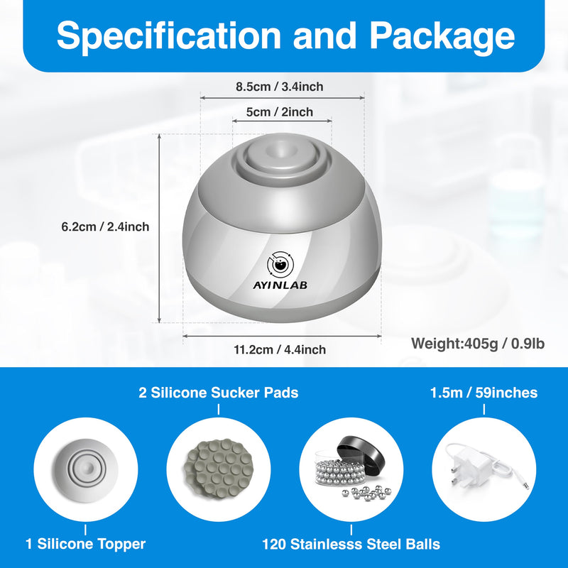 Mix Wide Vortex Mixer 4000RPM, Mini Paint & Lab Mixer, 20,000h Brushless Motor, Max 5 fl. oz/150ml Capacity, for Chemistry, Biology, Nail Gel, Tattoo Ink, Resin, Water Testing & DIY
