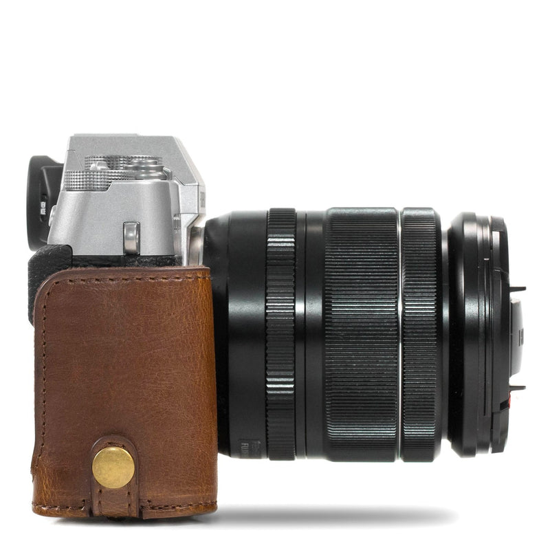 MegaGear MG982 Ever Ready Leather Camera Case and Strap for Fujifilm X-T30, X-T20, X-T10 (16-50mm / 18-55mm Lenses) - Dark Brown One size