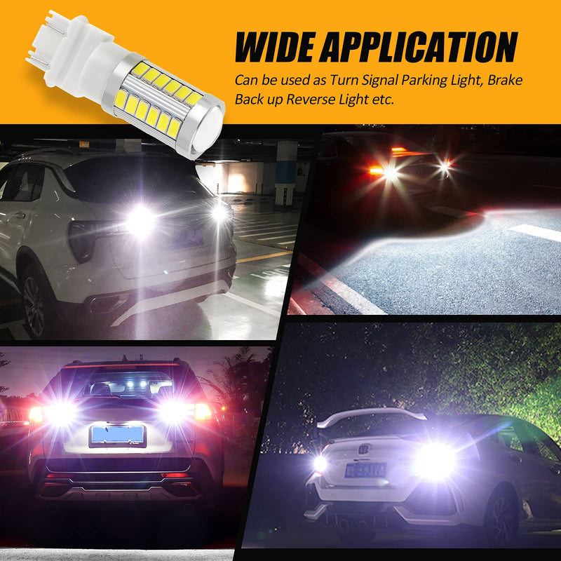 Auxbeam T25 3156 3157 LED Bulbs, 6500K White, Super Bright 4114 3057 4157 3457 4057 LED Backup Reverse Lights for Cars Trucks Motorcycles, 3030-SMD 12V, Pack of 2 Xenon White