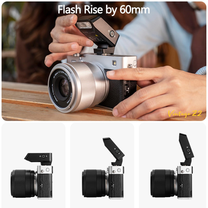 VILTROX Vintage Z2 Mini Camera Flash for Canon Cameras, TTL Camera Flash with Diffuser, 700 Full Power Flash, 6500±200K 5 Levels Flash Power, 52g Foldable Mini Flash
