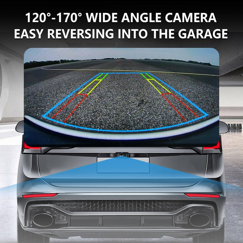 Back Up Camera for Cars with 8 Light,HD Night Vision License Plate Backup Camera with 170° Wide Angle,Universal Rear View Camera for Cars Includes Mounting Accessories