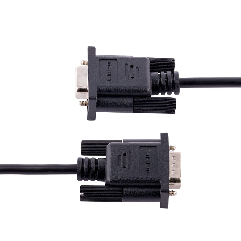 StarTech.com 3m RS232 Serial Null Modem Cable, Crossover Serial Cable w/Al-Mylar Shielding, DB9 Serial COM Port Cable Female to Male, Compatible w/DTE Devices, Black, F/M (9FMNM-3M-RS232-CABLE)