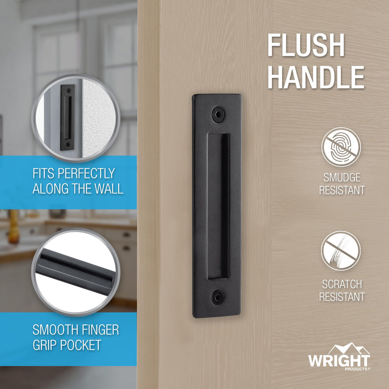 Wright Products Barn Door Handles Set - Matte Black Sliding Barn Door Hardware Kit, 2 Pack