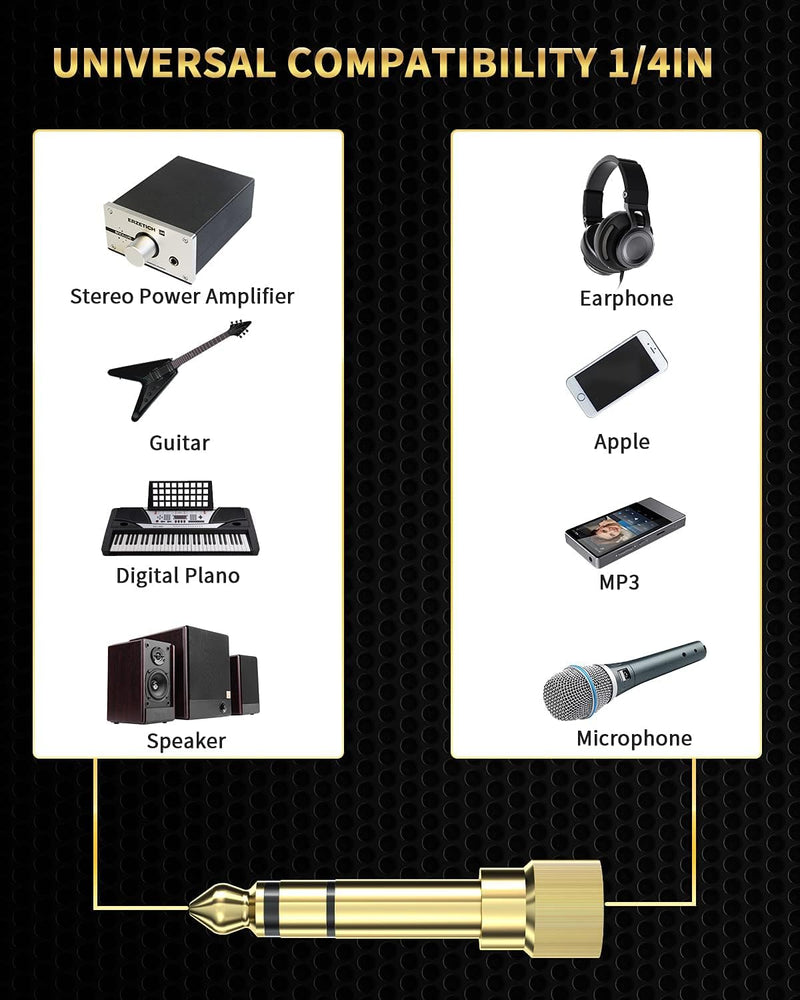 bestune 8Pcs 6.35mm 1/4 Male to 3.5mm 1/8 Female Stereo Headphone Adapter Audio Jack Plug Gold Plated for Speaker Headphone Guitar Digital Piano Amp 8 PACK-Upgrade
