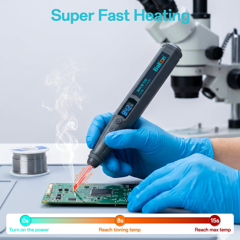 BK210 Cordless Soldering Iron Kit, Portable Rechargeable Soldering Pen with C210 Tip (356-842℉), Fast Heating LED Digital Display Soldering Kits for Electronics Repair, Auto Hibernation & Child Lock Grey-210