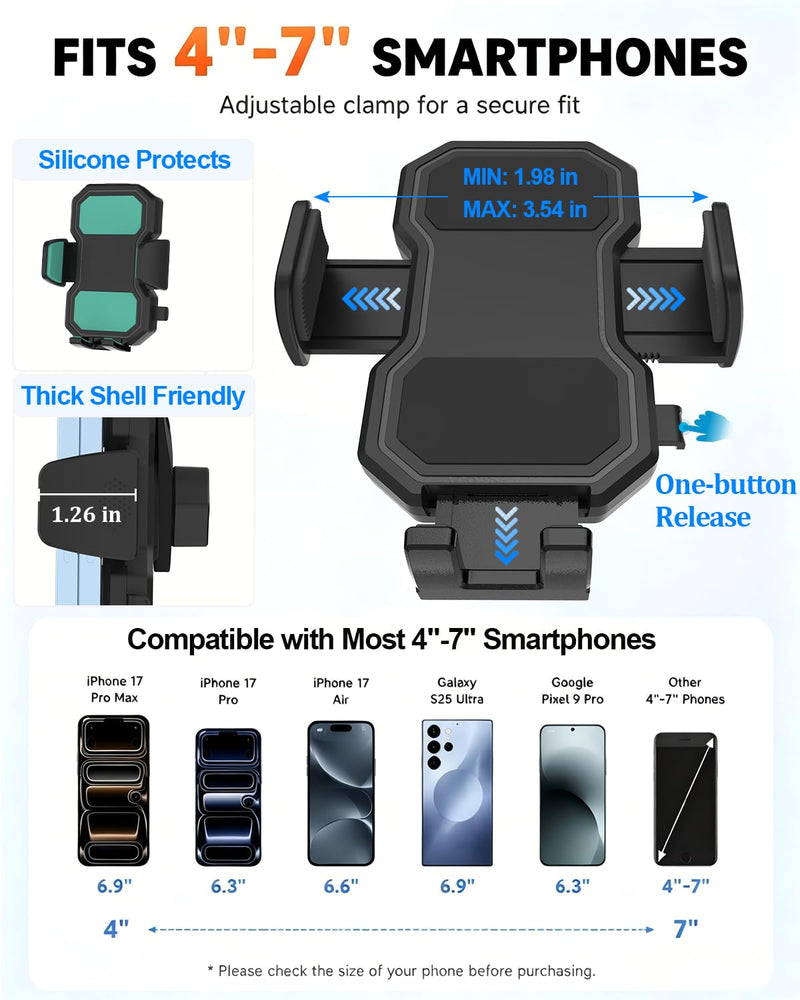 Magnetic Phone Mount for Metal Surfaces with 360° Adjustable Arm | Strong N52 magnetic base with 360° adjustment for secure hands-free phone viewing on vehicles and metal surfaces.
