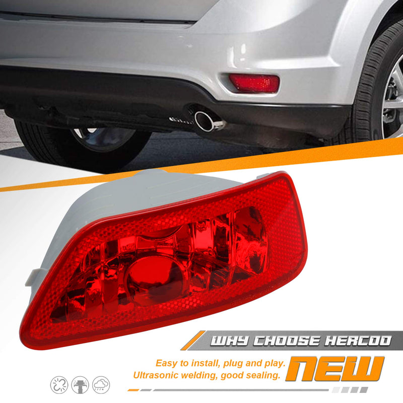 HERCOO Bumper Reflector Lights Lens Rear Right Fog Lamp Cover Compatible with Jeep Compass Grand Cherokee 2011 to 2017, Dodge Journey 2012 to 2018, Pack of 2