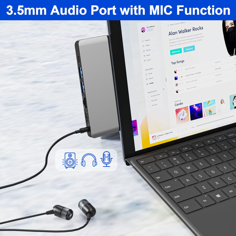 Surface Pro 11 10 9 Docking Station with 4K HDMI,USB-C Thunderbolt 4(8K Video+40Gbps+100W Power),100M Ethernet,USB3.0,SD TF Card Slot,3.5mm Audio,Triple Display for Surface Pro 11/10/9/X Accessories