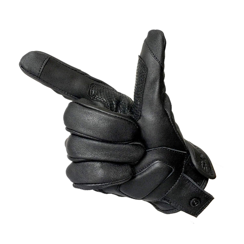 Updated Full Finger Leather Motorcycle Gloves Phone Touch Goat Skin Black Motorbike Riding Gloves (Updated,Non-Perforated, L) Updated,non-perforated Large