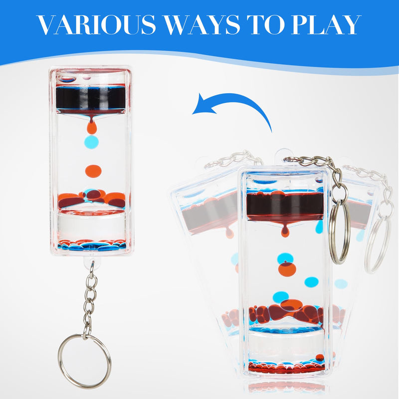 Dynamic Liquid Timers Key Chain Set, Colorful Motion Bubbler Timekeeper Key Chain, Liquid Hourglass Keychains 8 Colors