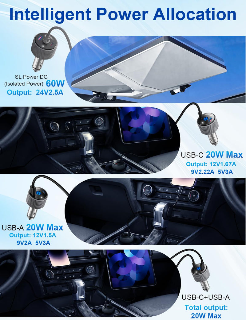 Starlink Mini 3-in-1 Car Power Adapter