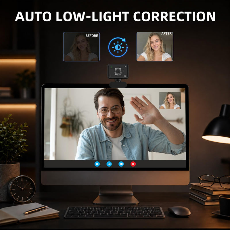 Webcam for PC, 1080P Full HD USB Webcam with Privacy Cover & Built-in Microphone, Plug and Play Computer Web Camera for Video Conference Online Class Live Streaming Video Calling (1080P)