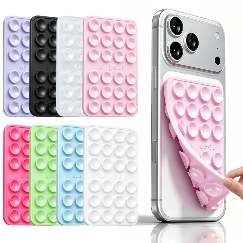 8 Pack Double Sided Silicone Suction Cup Phone Case Mount, Non Slip Phone Accessories, Hands-Free Strong Grip Silicon Phone Holder for Selfies and Videos 2.36"x3.66"