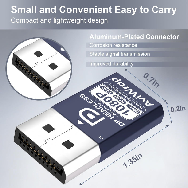 4K DisplayPort Dummy Plug,Virtual Monitor EDID Emulator | Headless Ghost Display Emulator Support 4K@17Hz,2K@30Hz,1080p@60Hz, for Remote Desktop, Crypto Mining, OBS,Game Streaming DP|4K 17Hz