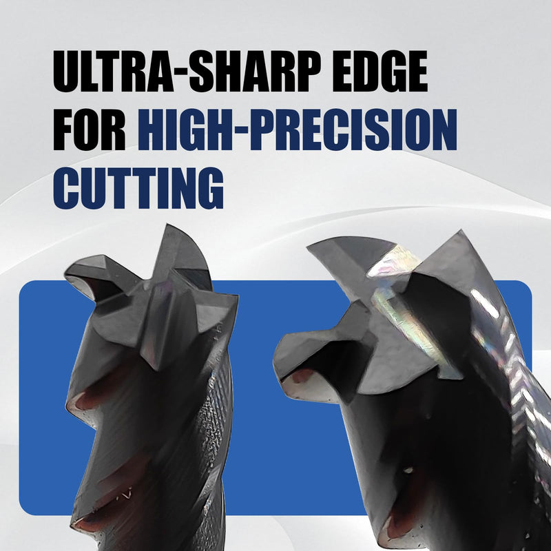 2 Pcs 3/8" Carbide Square End Mill, 4 -Flute TIALN Coated CNC Mill Bits for Steel, End Mills for Precision Milling Tasks 3/8 in 2