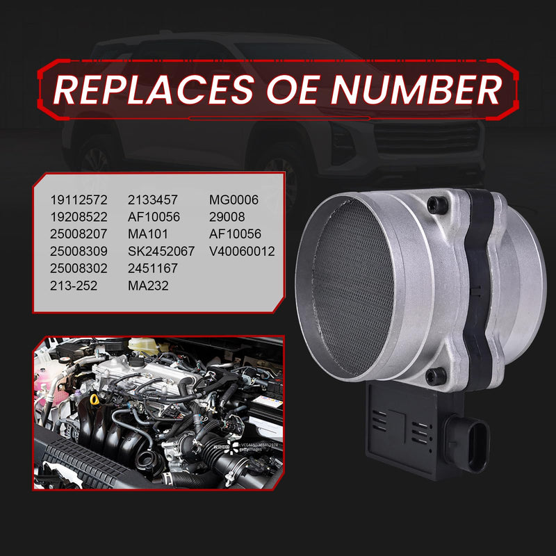RLP Mass Air Flow Sensor Meter MAF Compatible with 1996-2002 Chevy GMC 1999-2000 Ca-dillac 1994-2004 Pontiac Replaces 19112572 19208522 25008207 AF10056 SK2452067