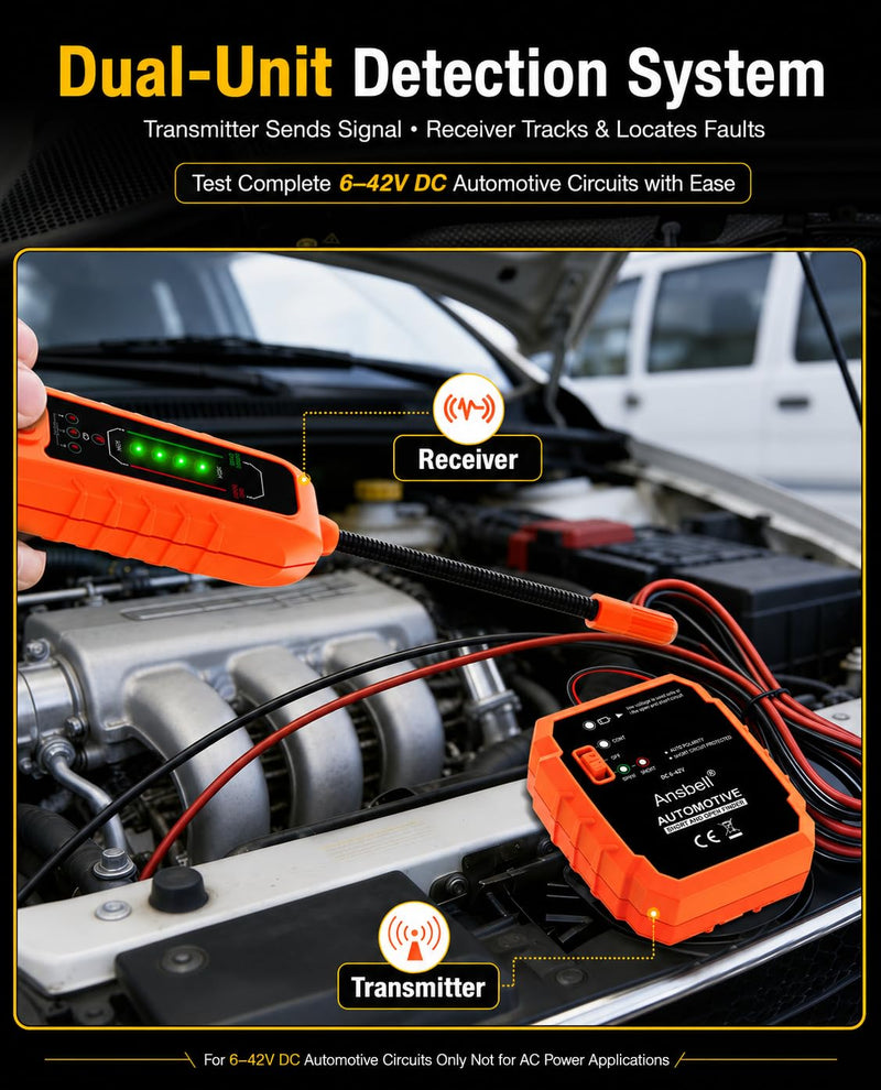 Automotive Circuit Tracer & Short Open Finder, DC 6-42V Professional Electrical Wire Tracer with Tone Generator, Diagnostic Tool for Cars, Trucks, DIY Repair
