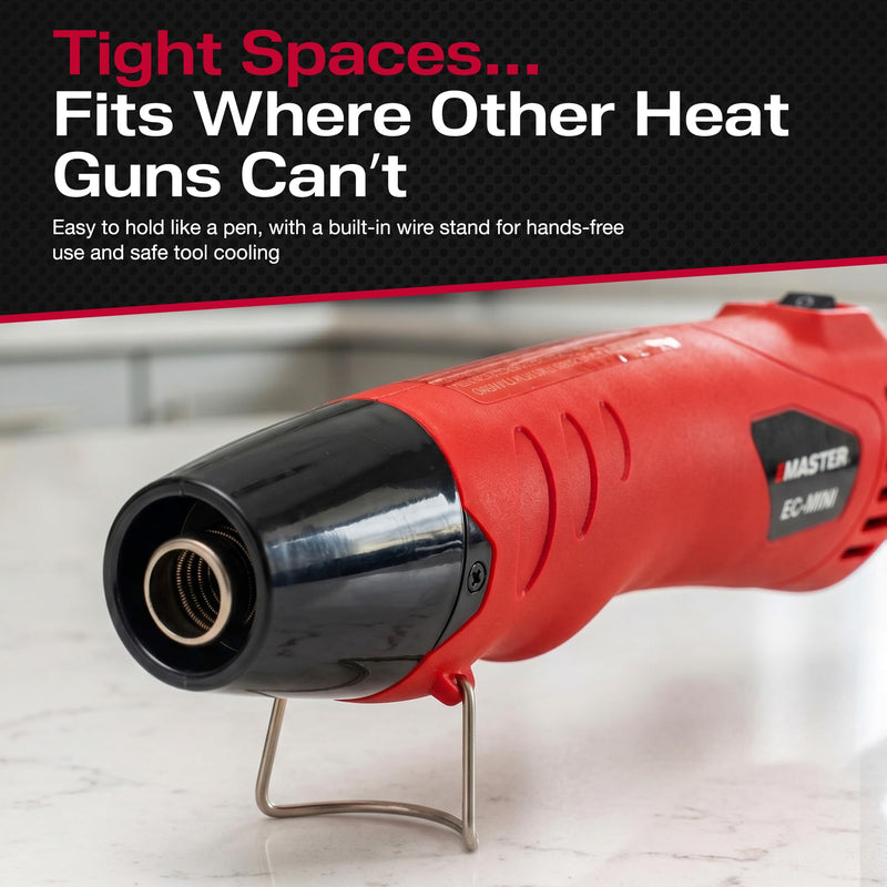 Master Appliance EC-MINI Heat Gun for Crafts, Shrink Wrap, Heat Shrink Tubing, Wire Connectors, Electrical Connectors, Epoxy Resin, Candle Making Heatgun, Embossing Hot Air Gun w/Heat Shrink Reflector