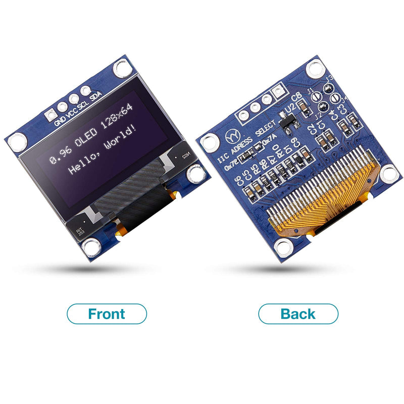 Frienda 10 Pieces I2C OLED Display Module OLED Screen Driver IIC I2C Tabellone Seriale con Display Auto-Luminoso Compatible with Arduino/Raspberry PI(White) White