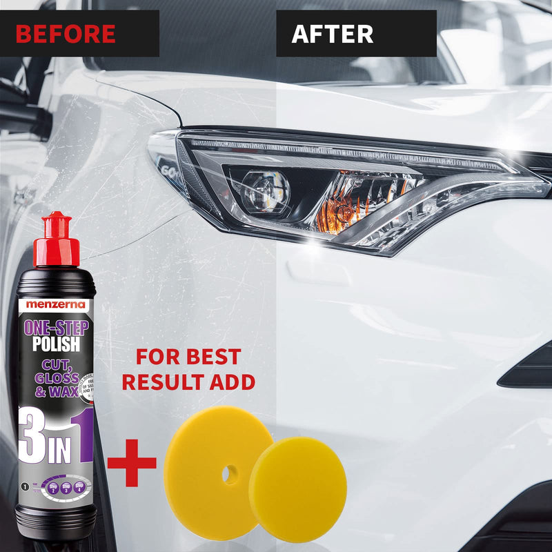 menzerna "One-Step Polish 3in1" I Medium Cut Polish with High Gloss Finish & Seal in One I Buffing & Polishing Compound for Car Maintenance I Swirls, Holograms & Scratches I Car Body Repair I 8 fl oz. 8oz