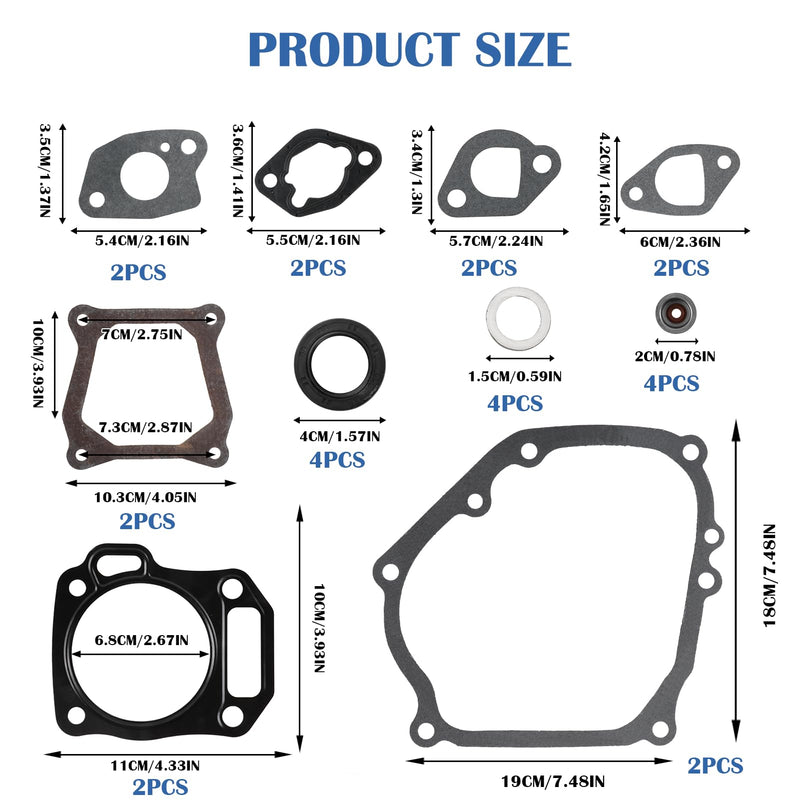 Predator Hemi 212 Carburetor Exhaust Intake Gasket Kit, Small Engine Carb Head Gaskets Material Compatible with 196cc 212cc GX160 GX200 Power Equipment (212cc/GX160 Full Gasket Set) 212cc/GX160 Full Gasket Set