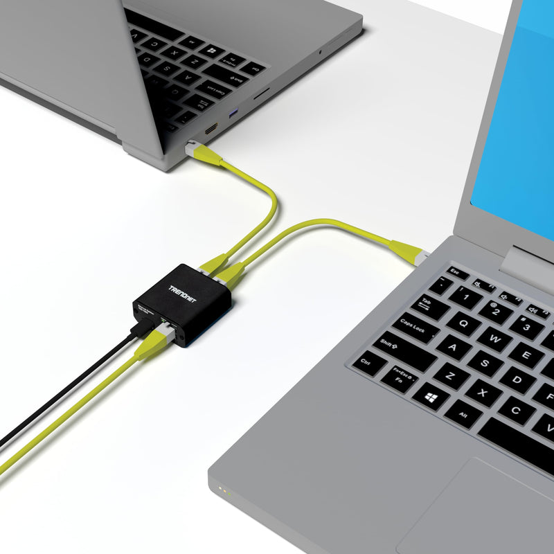 TRENDnet 2-Port Gigabit Splitter with USB Type C Power, TEG-102S, Splits One Network Connection Into Two, Ethernet Splitter, USB Type C Power Cable Included, NDAA & TAA Compliant