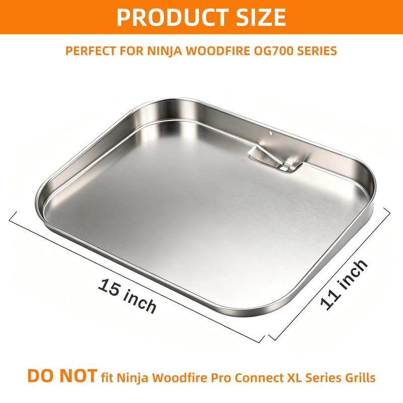 OG701 Griddle Plate Insert for Ninja Woodfire Outdoor Grills OG700 Series, Stainless Steel Griddle Pan for Ninja XSKGRDPLT Woodfire OG701 Grill Accessories 16.8" x 12.3" x 2.1"