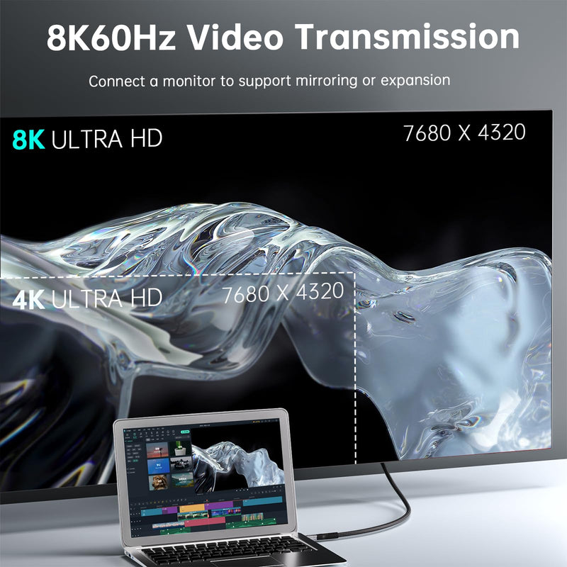240W USB 4 Cable 3.3ft, Supports 8K@60Hz HD Display & 40Gbps Data Transfer, USB C to USB C Fast Charging for iPhone 15/Pro/Plus/Pro Max, Samsung Galaxy, Hub, Docking Station, Monitors and More 1M/3.3ft