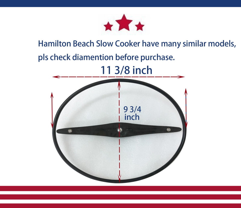Oval Glass Lid Compatible with Hamilton Beach Slow Cooker (6quart) Model 33969 33866 33861, The Silicon Ring around the lid help to seal the pot, Clips help to lock the lid.