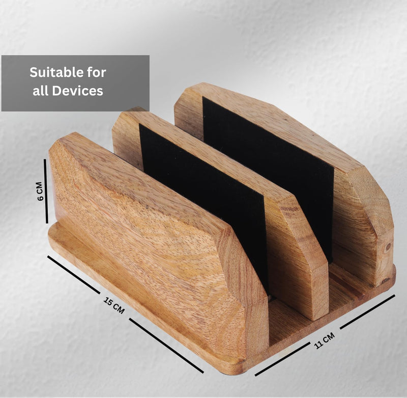 Width Adjustable Vertical Laptop Stand for Desk, Laptop Holder to Dock MacBook, MacBook Pro and Other Laptops, Versatile Vertical Laptop Docking Solutions - Mango Wood Mangowood