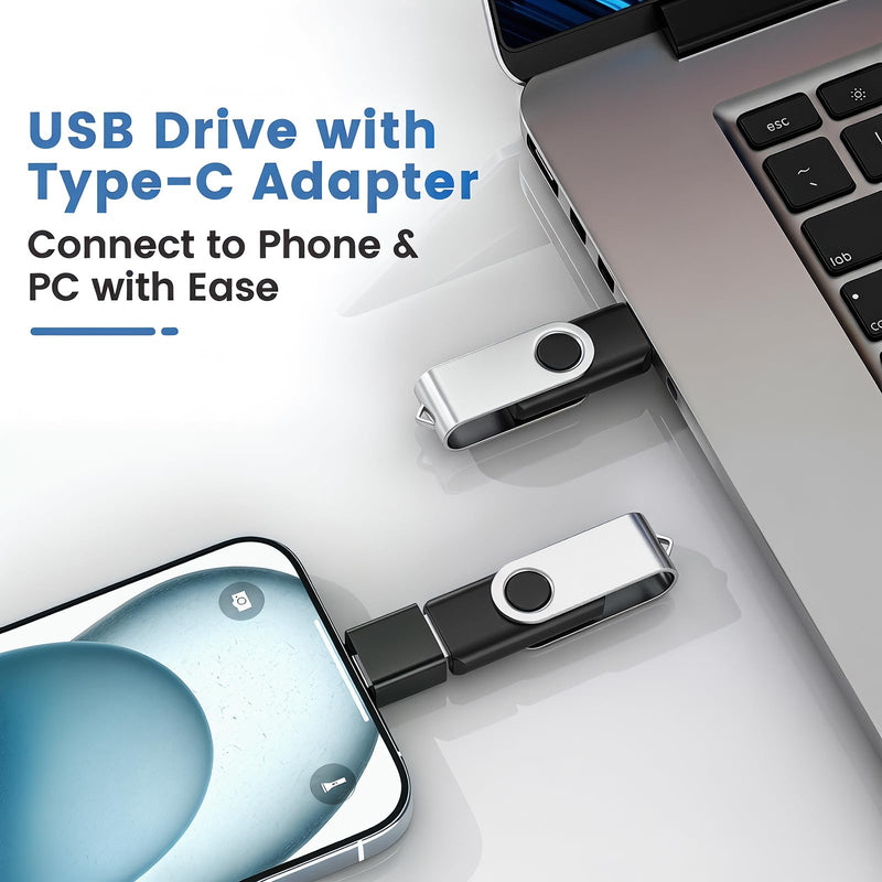 ABLAZE 128GB Flash Drive with Type C Adater, USB 2.0 Thumb Drive | USB Stick, Memory Stick, Pendrives for Smartphones/Computer/PC 1 Piece