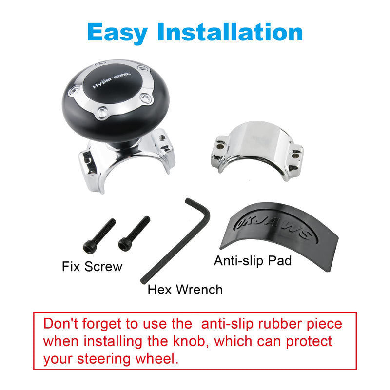 Hypersonic Large Steering Wheel Knob Spinners, Universal Vehicle Steering Wheel Spinners Ball Suicide Knob for Car, Trucks, Tractors, Boat L Black