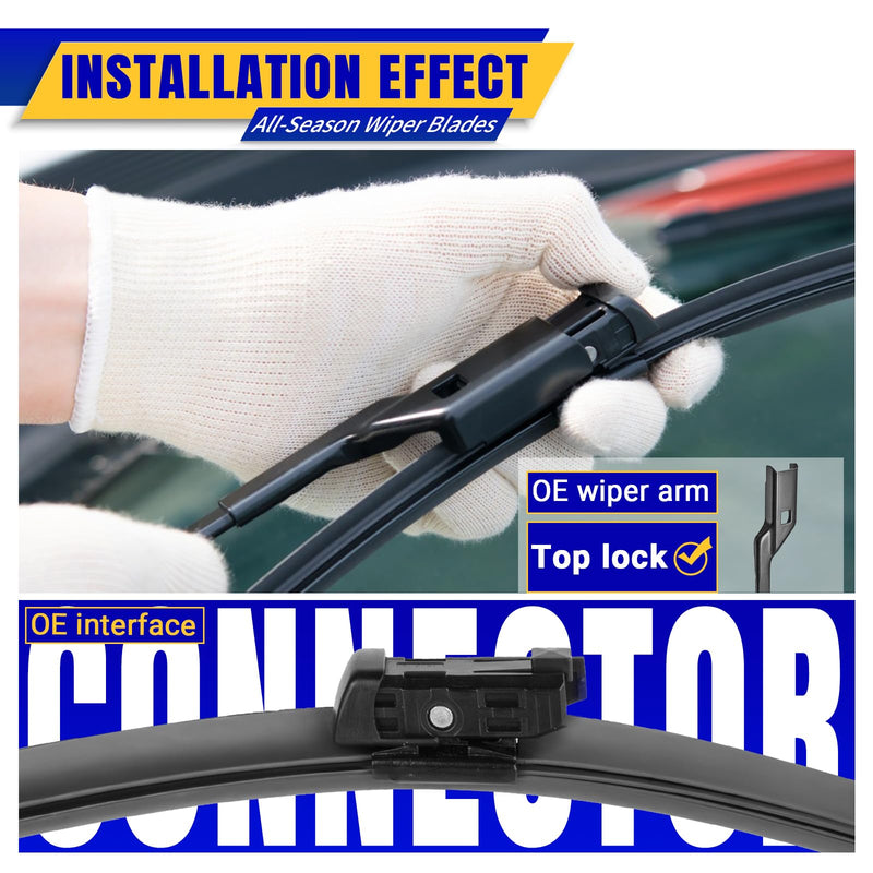 2 wipers Replacement For 2017-2023 Tesla Model 3/2020-2023 Model Y Original Equipment Replacement Wiper Blade - 26"/19" (Set of 2) Top Lock 26"+19" for 2020-2023 Tesla Model Y,2017-2023 Model 3