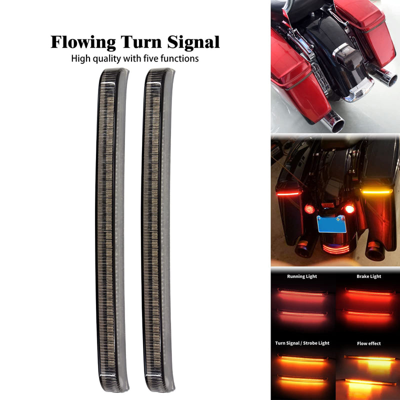 HDBUBALUS Smoke Saddlebag Tail Light LED Running Brake Sequential Turn Signal Lamp Fit for Harley Touring Street Gilde Road Gilde Road King Electra Glide Ultra Limited 2014-2023 Smoke Lens