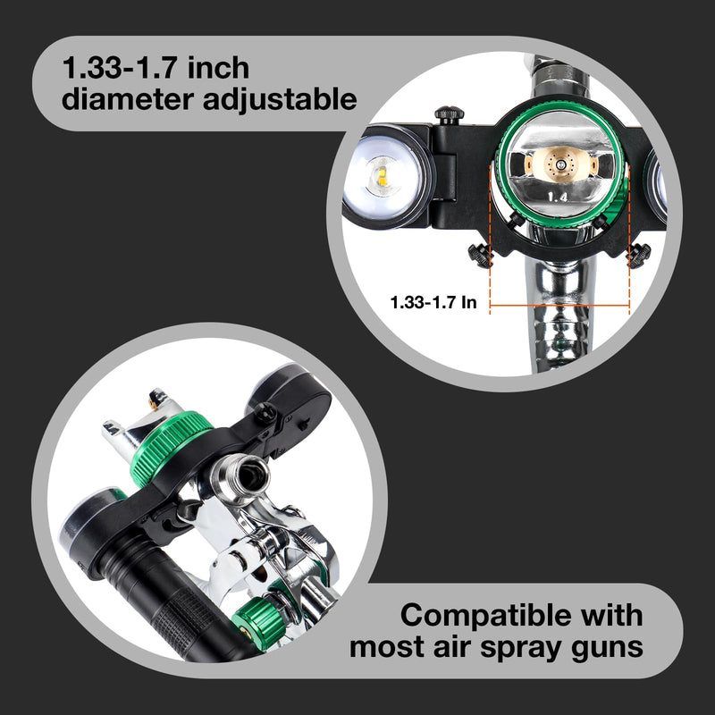 YUZES Paint Spray Gun Light with Charger, White/Warm Light 2 Modes, 3 Levels of Brightness Adjustable, LED Ultra Lighting System, Universal Auto Paint Gun Light