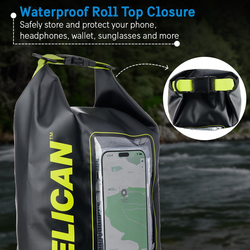 Pelican Marine IP68 Waterproof Dry Bag 5L w/Phone Pouch/Case - Black/Yellow Black/Yellow - 5L