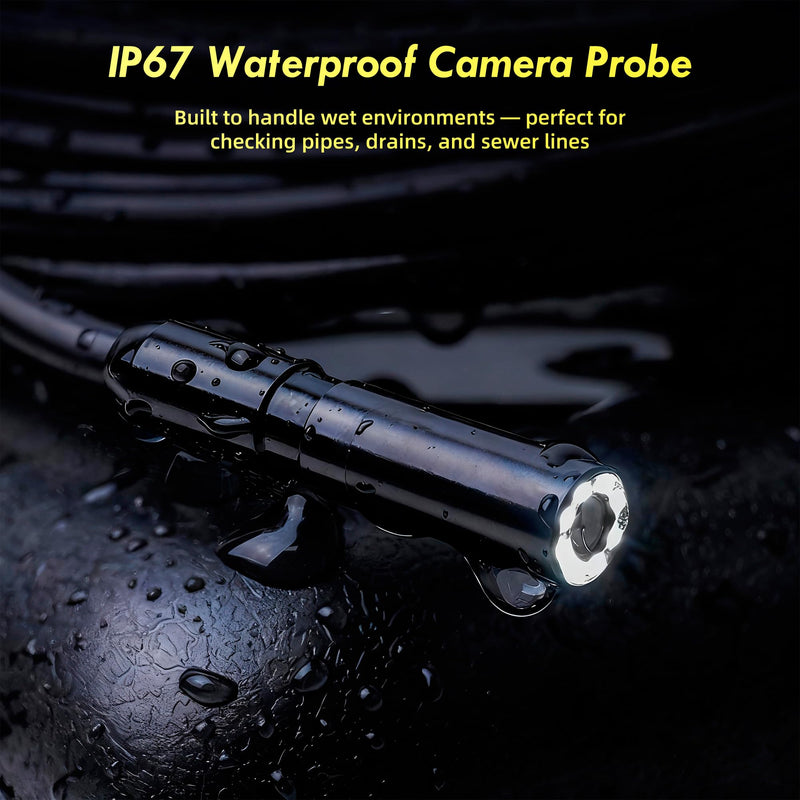 Industrial Borescope Camera with Lighting, 4.3" Borescope, 1080P HD Inspection Camera, 8 LED Lights, 16.4FT Semi-Rigid Cable, IP67 Waterproof Endoscope, Used for Pipes, Automobiles, Sewer Orange