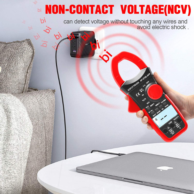 Clamp Meter 6000 Counts Bluetooth Clamp Multimeter 1000A AC/DC Current TRMS Clamp-on Ammeter Auto-ranging Measure Volt Amp Ohm Continuity Diode NCV-AP-570S-APP