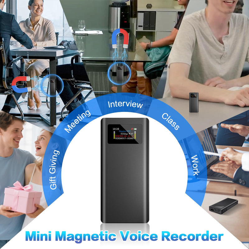 V88 (3000mAh) Magnetic Voice Activated Recorder, 350H Battery Time | 32GB Metal Recording Device with Speaker Playback, AI Noise Reduction, TF Card Expansion,For Meeting Interview Classe 1