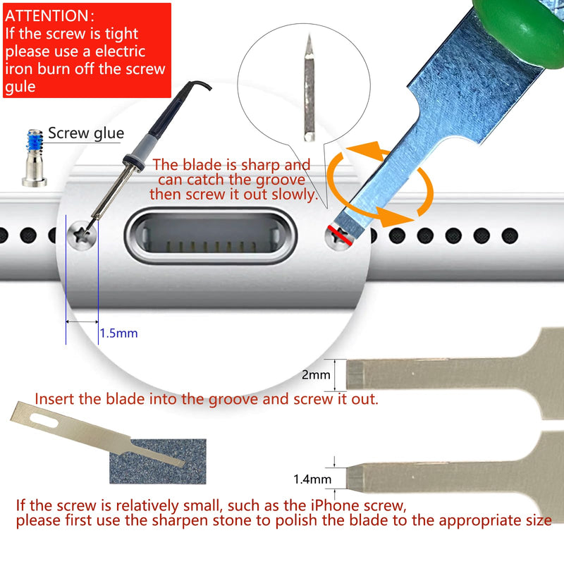 Damaged Screw Removal for iPhone, iPhone Repair Tool, Broken Screw Extractor Kit for Cell Phone,Targetting Small Screw Damaged can not Screw Out by Screwdriver, USB 5V2A Adapter Required
