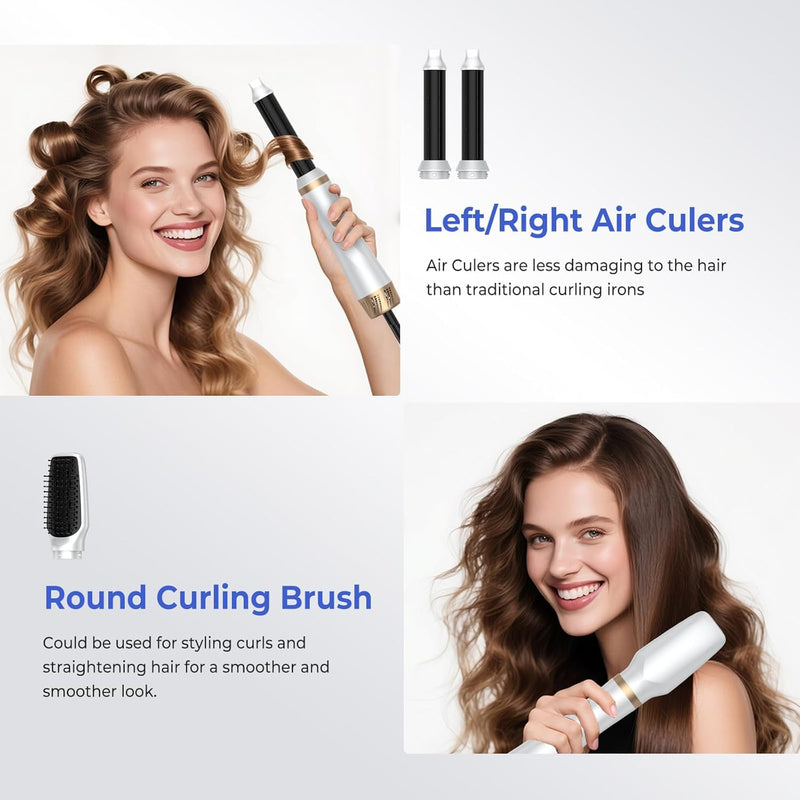  [AUSTRALIA] - Hair Dryer Brush 5 in 1, Blow Dryer Brush Set with Air Curler Wrap Hair Styler, Negative Ionic Blow Dry Brush, Detachable Hair Tool for Curling, Volumizer,Straightener,Drying