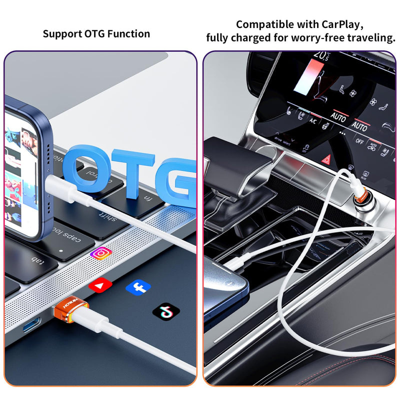 USB to USB C Adapter 2 Pack,USB C Female to A Male Charger Converter | Fast Charging and Data Transfer,for Pad Pro Phone 15/16/17 Pro Max G-alaxy Smartphone Laptop Tablet Orange