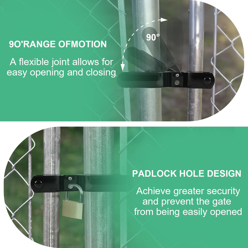 Heavy Duty Fork Latch (Bolt-in),1-5/8" x 2-7/8", Pressed Steel - Powder Coated, Fence Gate Latch with Hole for Padlock(Black, 1-5/8" x 2-7/8") 1-5/8" x 2-7/8" Black