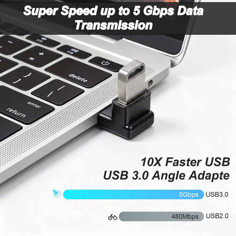2Pcs 90 Degree USB 3.1 Adapter Right Angle USB A Male to Female Up and Down | USB Coupler Adapters OTG Connector 10Gbps Data Transfer for Laptop Mouse Keyboard USB A Charger