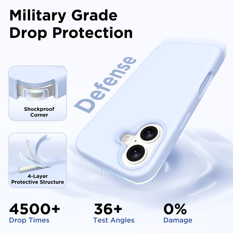 GolbinBox for iPhone 17 Case, Compatible with MagSafe, Baby Blue | Screen Protector + Camera Lens Protector, Liquid Silicone, Shockproof Phone Cover with Anti-Scratch Microfiber Lining For Iphone 17 (6.3 Inch, 2 Lens)