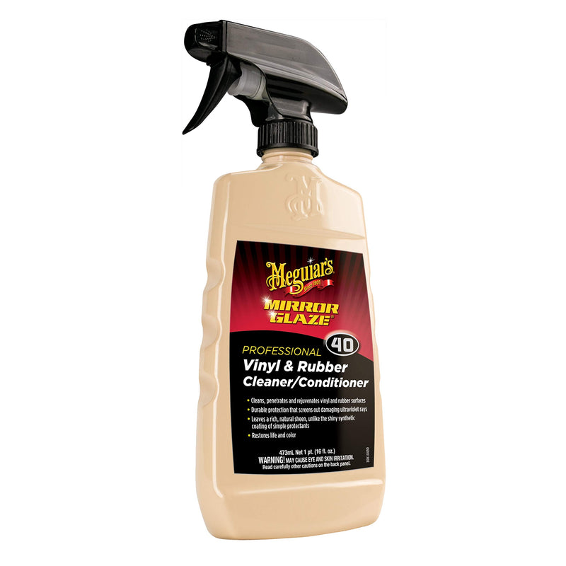 Meguiar's Professional Vinyl and Rubber Cleaner Conditioner M4016 - Pro-Grade Vinyl Cleaner & Rubber Cleaner for Interior and Exterior, Screens out UV Rays while Leaving Behind a Natural Sheen, 16 Oz Standard