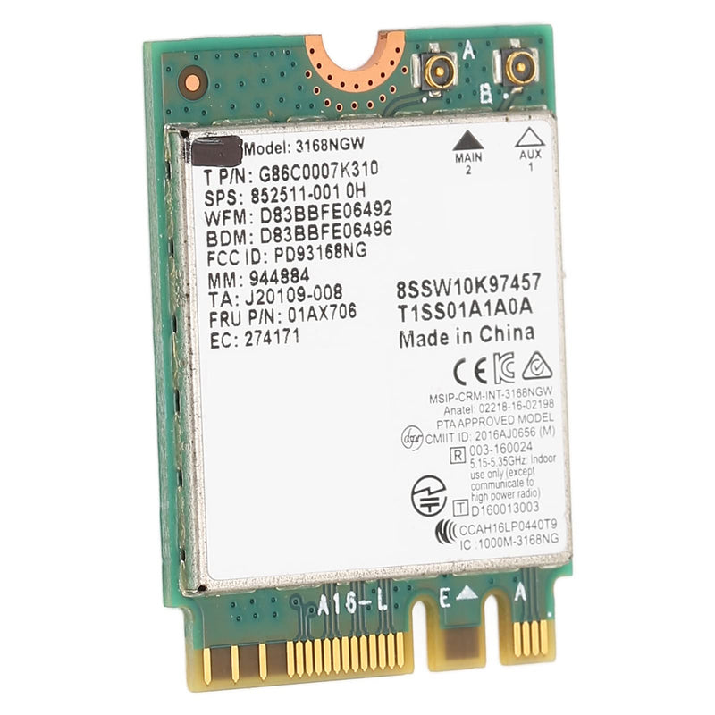 WiFi Module Dual Frequency Network Card 3168ngw Wireless Module Wireless Module 3168ngw Ac Ngff M.2 2.4g 5g Dual Frequency 600mbps Bt 4.2 WiFi Network Card