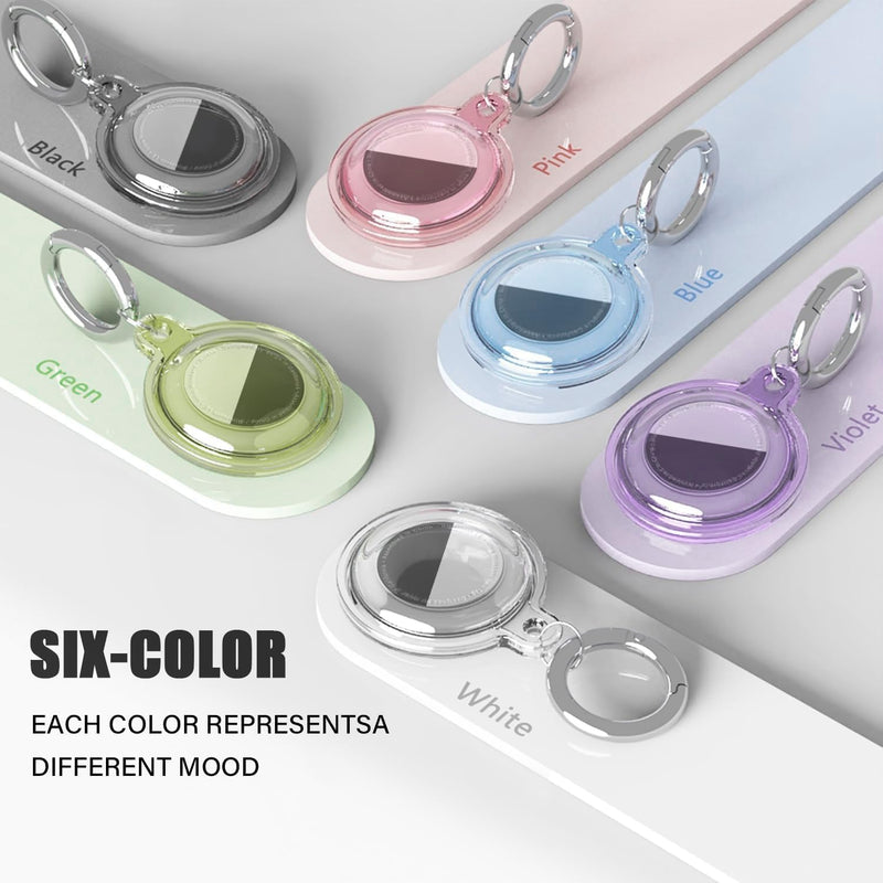 4-Pack Colorful Protective Shell, Transparent Case with Keychain Ring, Soft Clear TPU Protective Cover for Tracker, Shockproof Anti-Lost Holder for Keys, Bags, Luggage