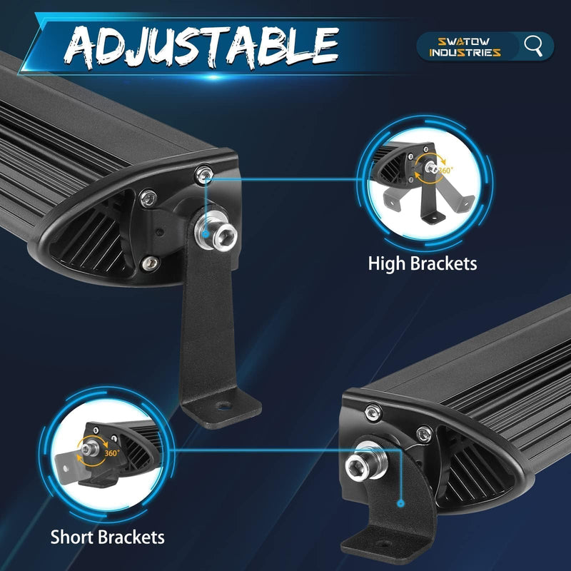 Light Bar Mounting Brackets 2 Pack Universal LED Light Bar Mounts for Single Row Straight/Curved Lights Bracket Side-Mounted L-Shape for Pickup Truck Wrangler ATV UTV Black For M8 Single Row