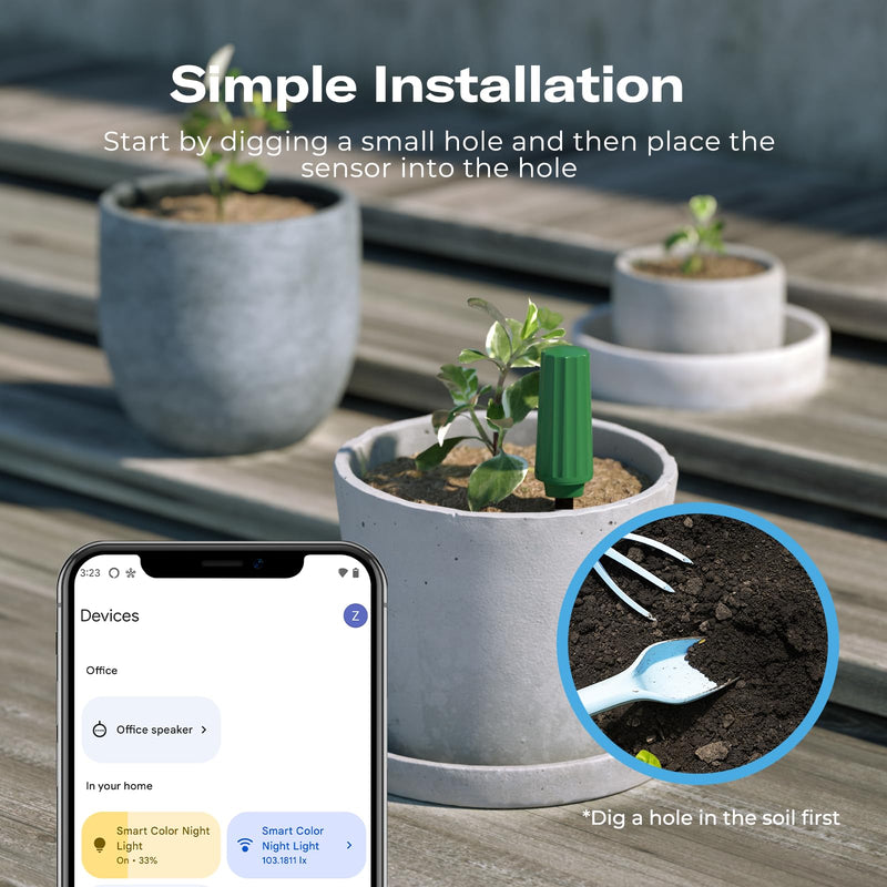 THIRDREALITY Smart Soil Moisture Sensor 2Pack,Zigbee hub Needed,Capacitive Probe,Moisture/Temperature Meter for Garden Planting,Compatible with Homey,Hubitat, SmartThings,Home Assistant 2 Pack